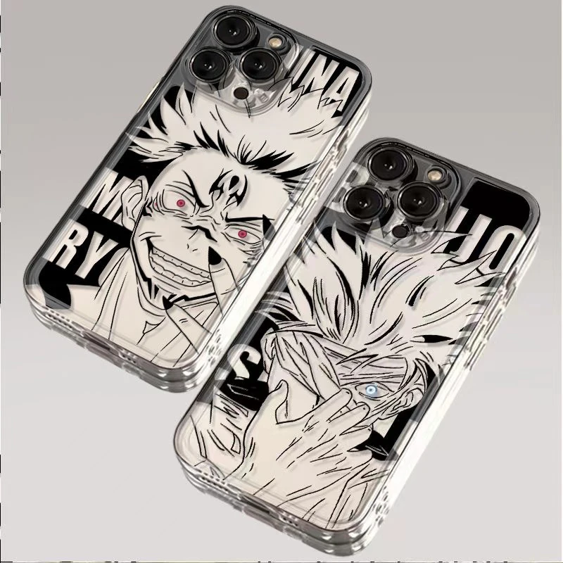 Luxury black Gojo Satoru Ryomen Sukuna Clear Case protection for iPhone 15 13 12 11 14 Pro Max XS XR 7 8 Plus X SE Anime Coque