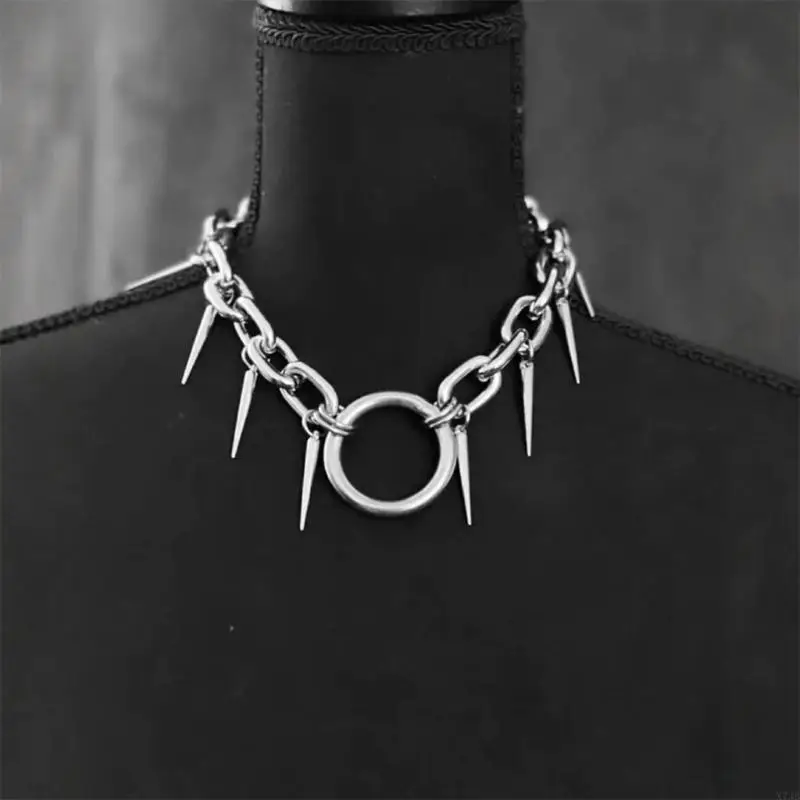 Punk Inspired Geometric Metal Necklace Edgy Street Styles Accessory For Women Concerts Parties Casual Outfit Enhancer