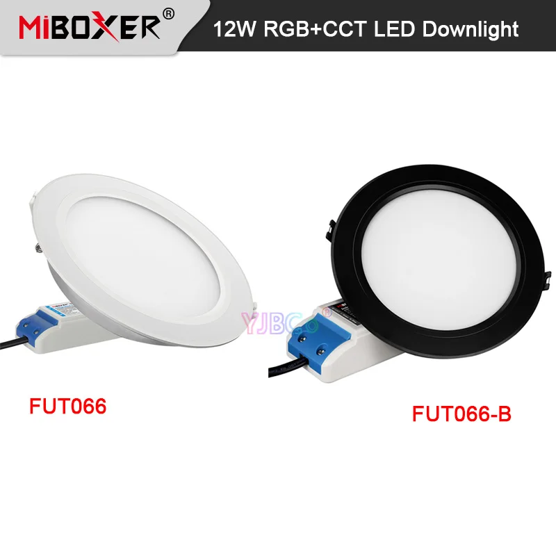 Miboxer White/Black 12W RGB CCT LED Downlight Dimmable Smart Ceiling 110V 220V Panel Light 2.4G RF Remote/APP/Voice control