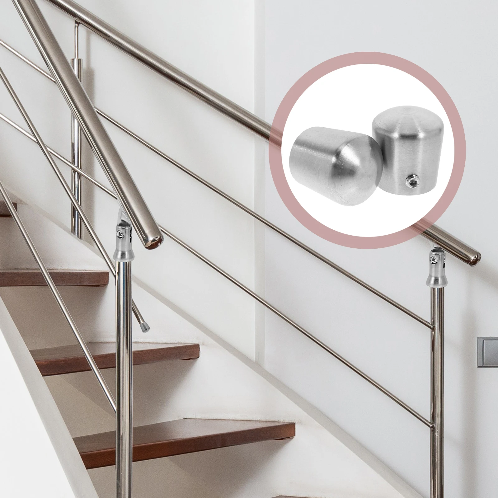

2pcs Stainless Steel Handrail End Caps Durable Protective Cover Hole Plug Chair Leg Wood Stair Guardrail Accessories Metal