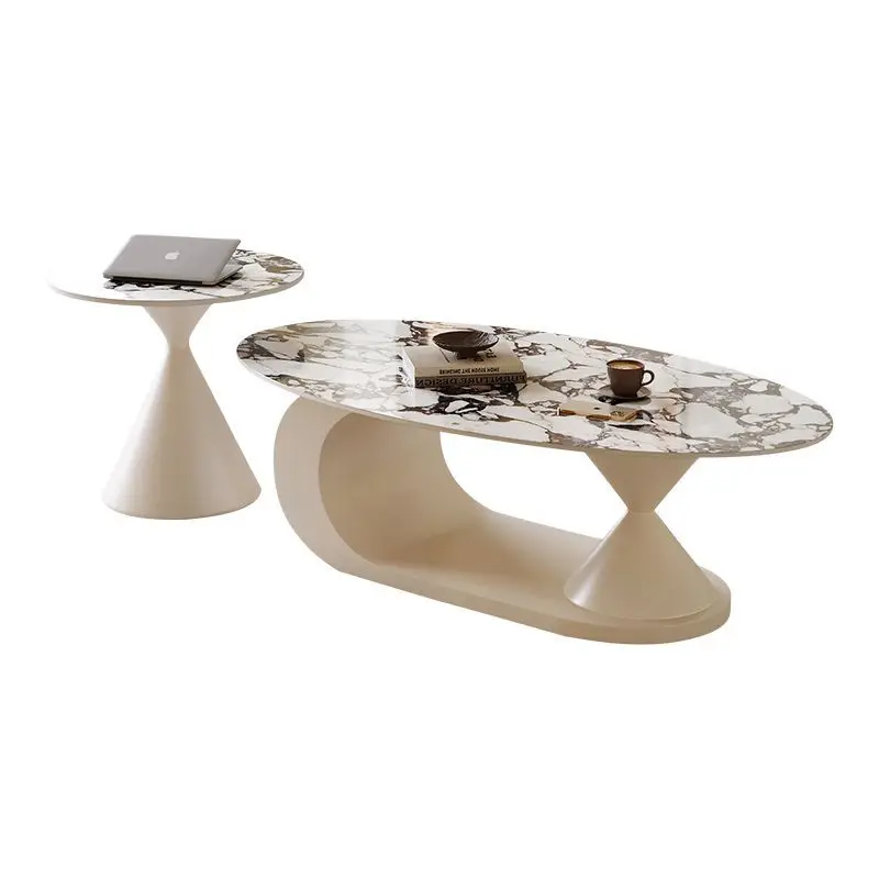 

Cream Wind Oval Apartment Coffee Table Living Room Household Small Apartment Homestay Simple