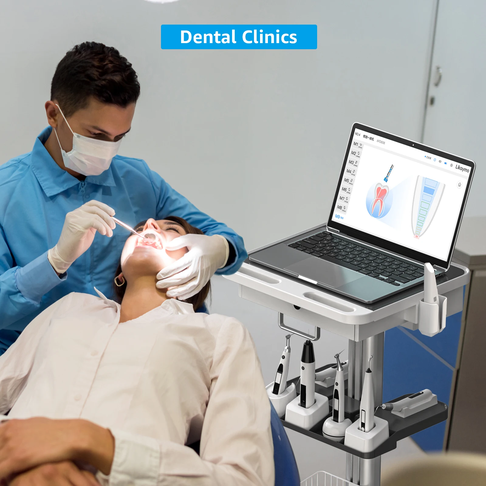 Immagine 6: Carrello Medico con Supporto per Laptop e Organizzatore, Carrello per Clinica Dentistica con Ruote per Ospedale e Salone di Bellezza (RC-1)