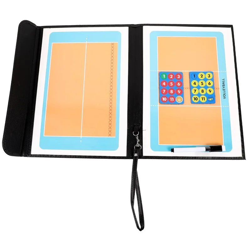 Foldable Volleyball Tactics Board Portable Dry-Erase Coaching Tactical Board with Erasable Pen Reusable Writing Surface Strategy