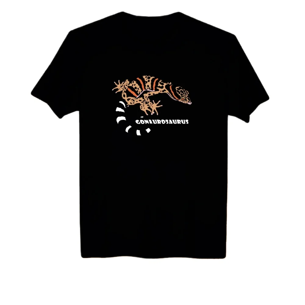 Goniurosaurus Printing Men's T-Shirt Cotton Round Neck Short Sleeve T Shirt  Pets Reptile Fans Shirt