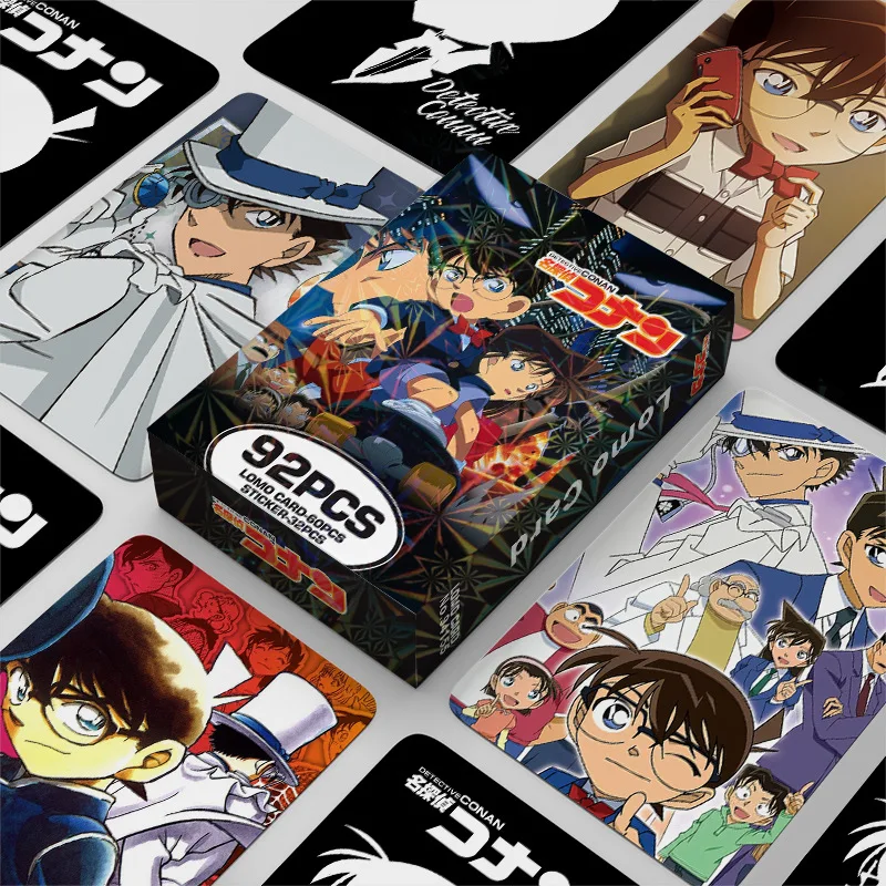 92Pcs/Set Detective Conan Series High Quality Lomo Cards Conan Edogawa Shinichi Kudo HD Printd Photocards And Sticker Gifts