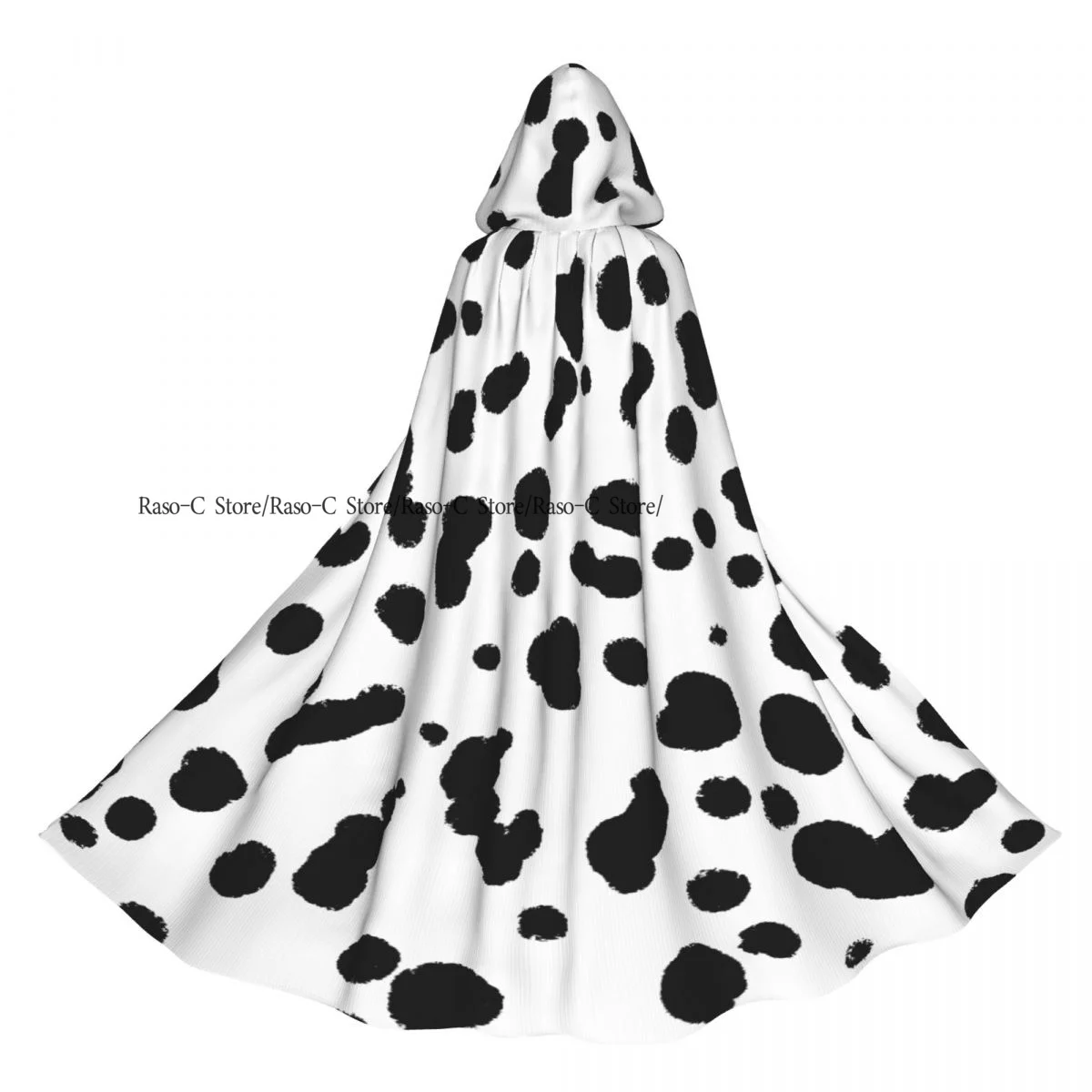

Dalmatian Print Hooded Cloak Polyester Unisex Witch Cape Costume Accessory