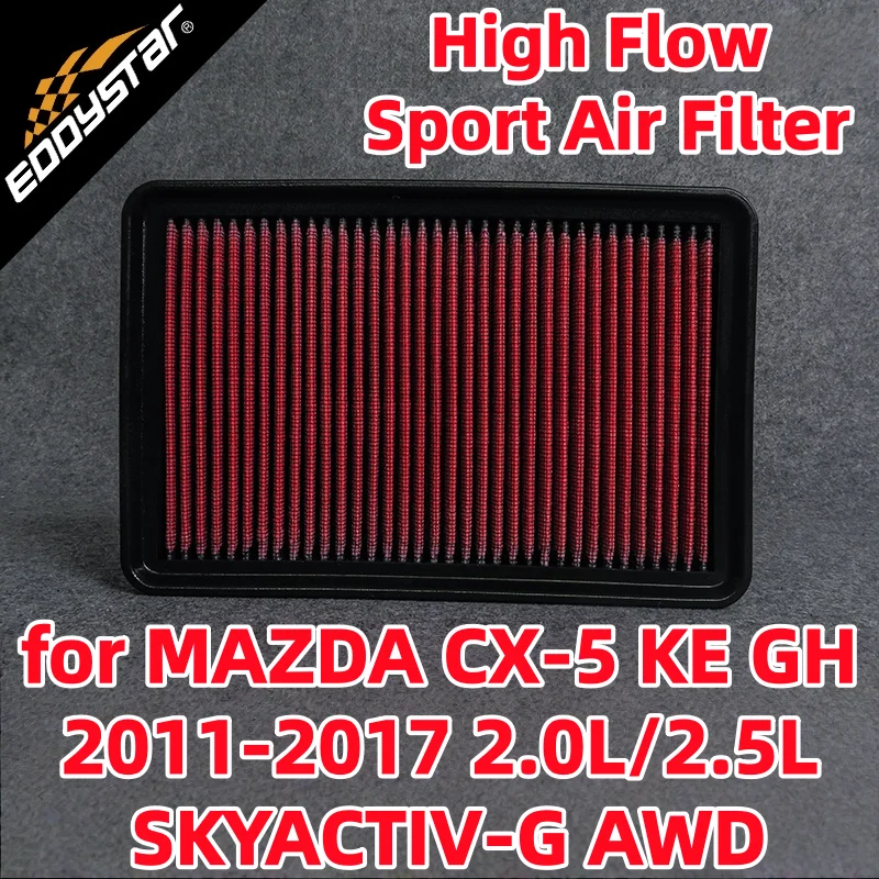 

High Flow Sport Air Filter for MAZDA CX-5 KE GH 2011-2017 2.0L/2.5L SKYACTIV-G AWD Washable Racing Intake Filters