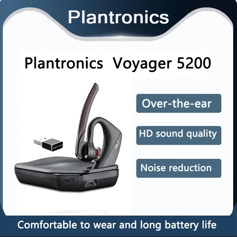 

Plantronics VOYAGER 5200 Over-Ear Noisy Noise Cancelling Call Poly Smart Voice-Activated Business Bluetooth Headset