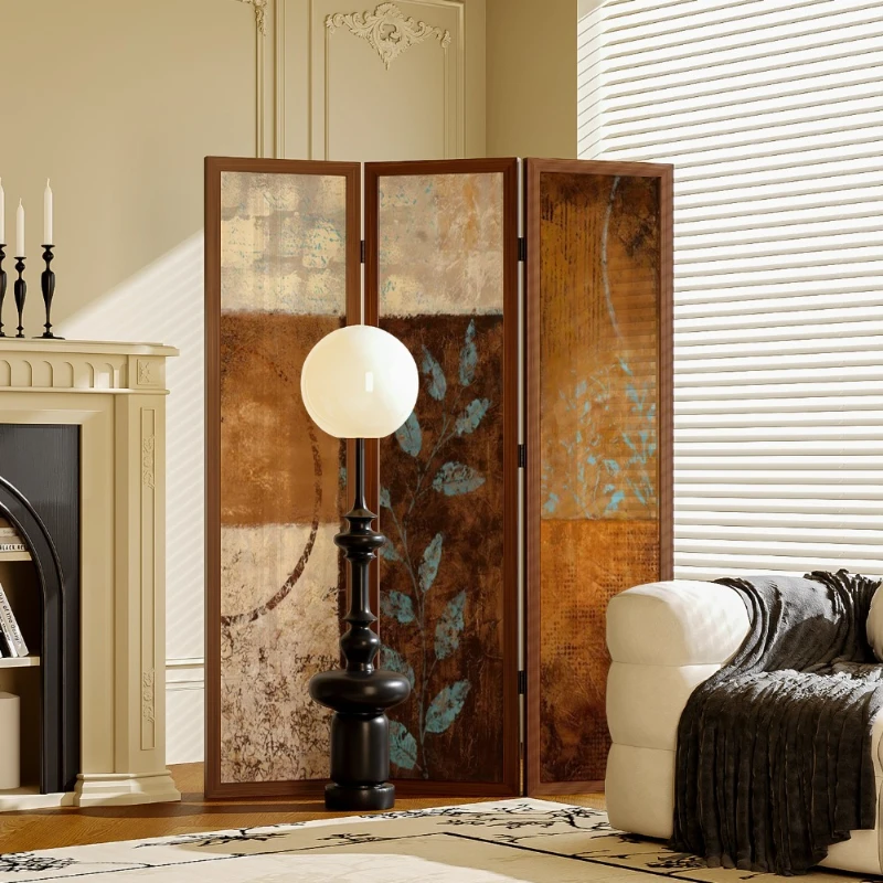 French medieval wabi-**** wind solid wood screen partition living room bedroom sofa household cover entrance background wall