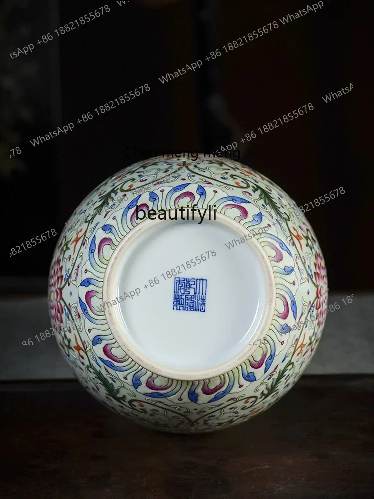 G153  Jingdezhen hand-painted ceramic ornaments living room flower arrangement Chinese-style entrance Ruyi'er porcelain vase