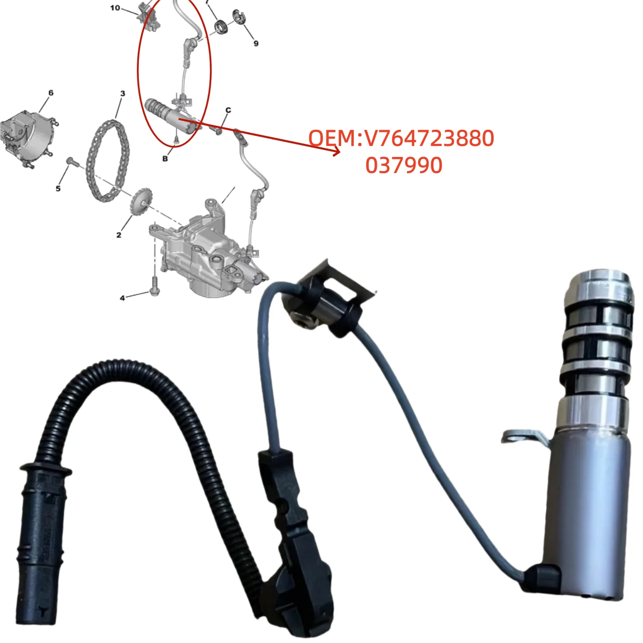 

V764723880 037990 For Peugeot 207 208 308 508 3008 5008 RCZ Partner VTI Citroen C4 New Oil Pump Control Valve Solenoid