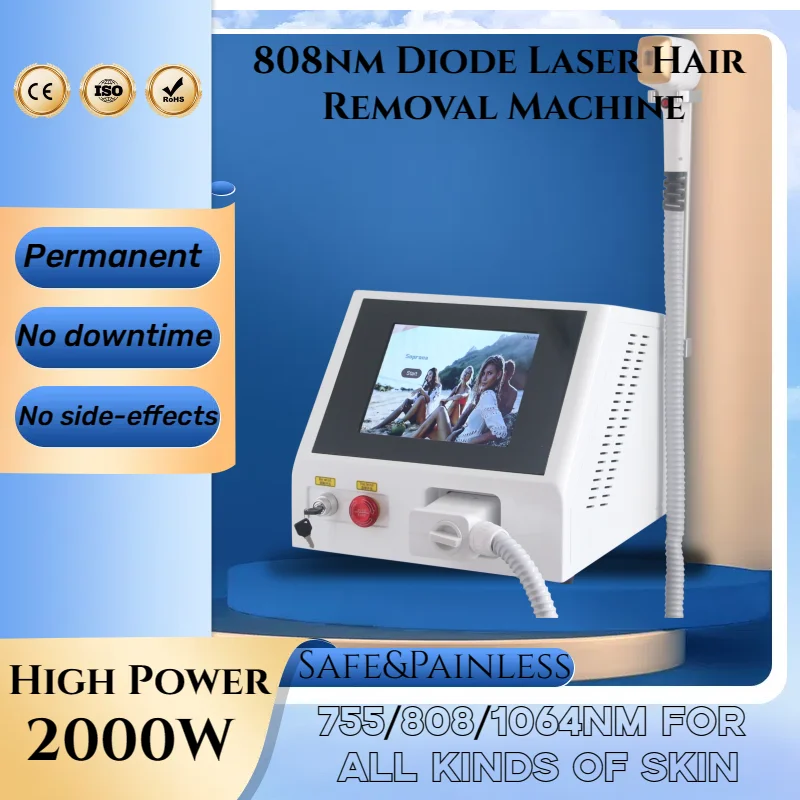 Best Ice Platinum 808nm Diode Hair Removal Machine High Power 3 wavelength Professional Painless Epilator Skin Rejuvenation