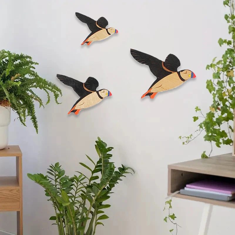 3pcs/Set Retro Wooden Bird Art Wall Decorations Flying Bird Hanging Background Living Room Rural Indoor Outdoor Ornaments Gifts