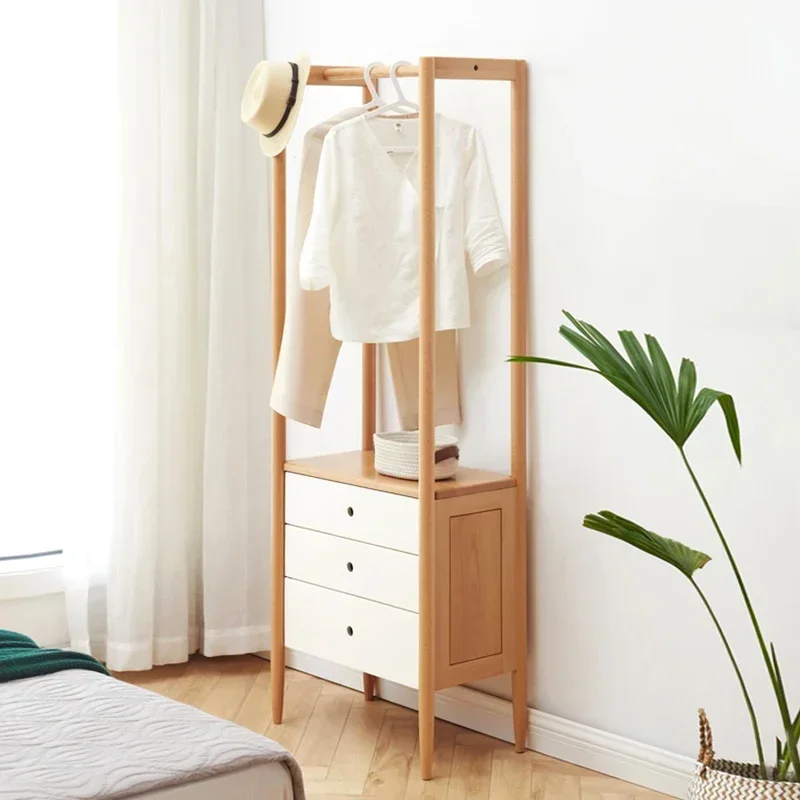 Wooden Modern Standing Floor Heavy Duty Clothes Rack Storage Hall Coat Rack Aesthetic Place Saving Perchero Home Furniture