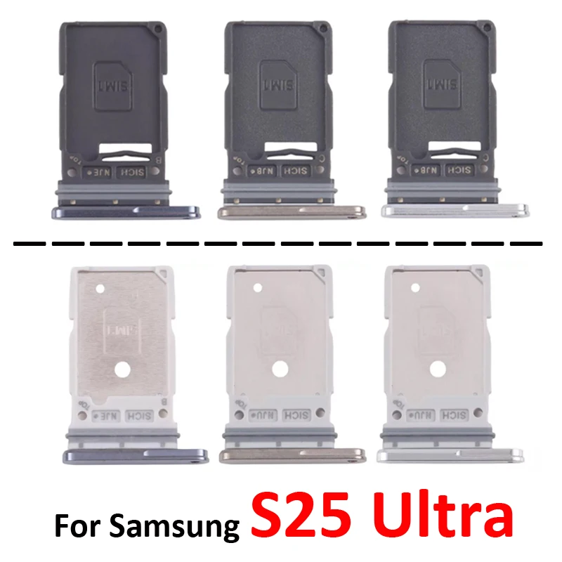 For Samsung Galaxy S25 Ultra S938 S938B Phone New Housing Chip SIM Card Tray Slot Holder Pocket Parts Single Dual SIM Black