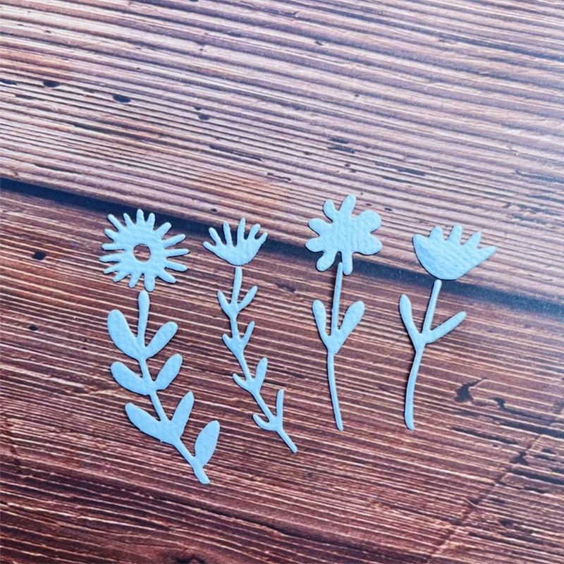 1 Set 3D Flowers Wild Grass Metal Cutting Dies Flower Embossing Stencil Template