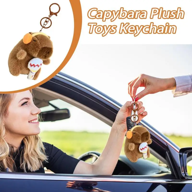 Capybara Plush Keychain Purse Key Chain Pendant Charm Soft Cartoon Stuffed Animal Keychain for Boys Girls Kids Women Adults