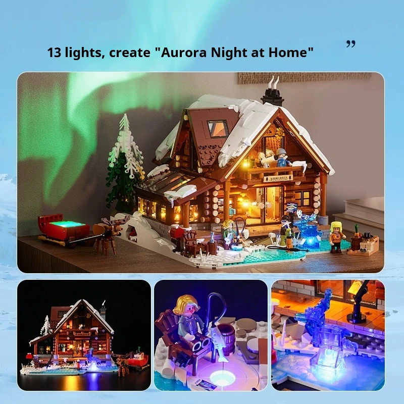 الصين بناء كتلة نموذج مصباح مجموعة الرجعية منزل سلسلة المراقبة منزل خشبي تجميع بناء كتلة