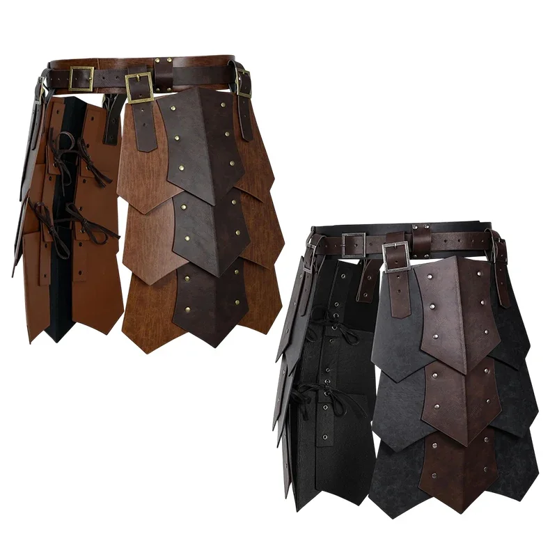 Medieval Waistplate Side Guard Armor Leather Vikings Gladiator Costume Men's Larp Protective Kit With Belt Halloween For Adult