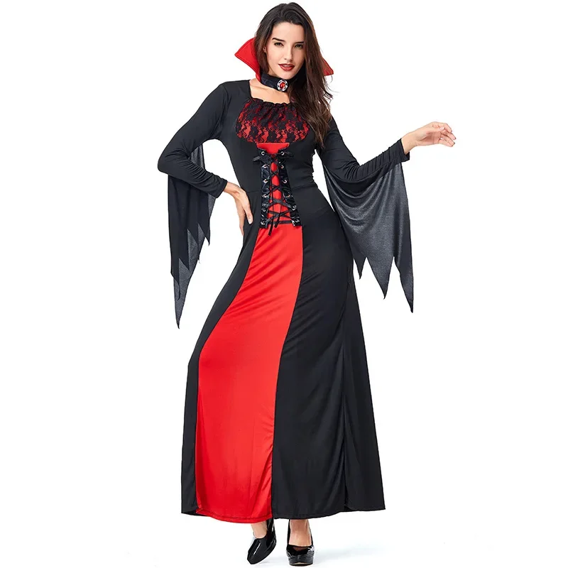 Halloween Women Vampire Costume Gothic Hen Party Cosplay Countess Fancy Dress per donne adulte