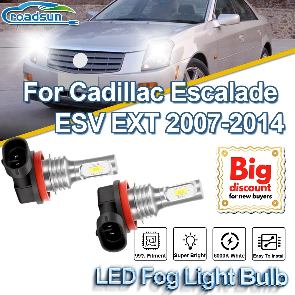 ROADSUN para Cadillac Escalade ESV EXT 2007 2008 2009 2010 2011 2012 2013 2014 2 uds bombillas LED de luz antiniebla Canbus ampolas de lámpara antiniebla