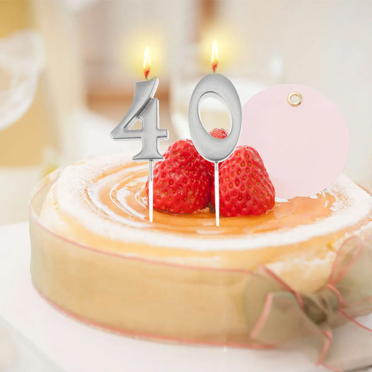 

2pcs 40 Birthday Decorate Candles Bithday Cake Topper Golden 40 Number shaped Candles Anniversary day Party cake decor Candles