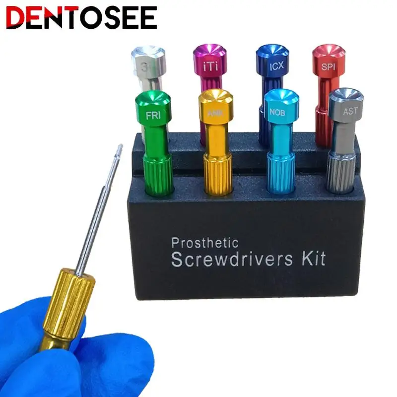 8Pc/set Dental Planting Screw Driver Tools Micro Abutment Holder Stand Stainless Steel Orthodontic Matching Dentistry Instrument