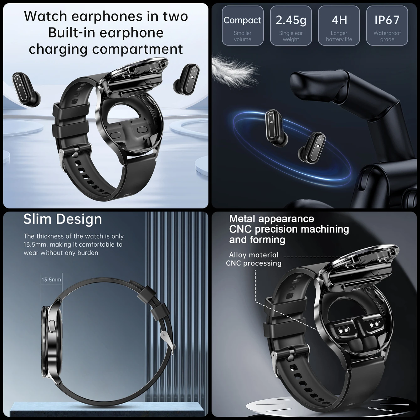 For Huawei Smartwatch TWS Earphone 2-in-1 Bluetooth Call Heart rate Sleep Monitor Sport tracker NFC Clock Smartwatch Men Women