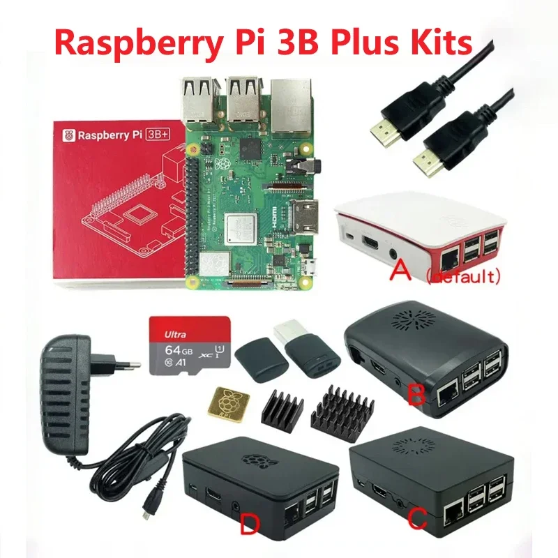 

Raspberry Pi 3 Model B board 3B plus with WIFI BT Gigabit Ethernet Poe optional ABS case power supply for RPI 3 B Plus