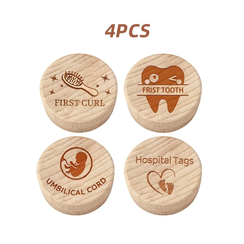 2D Wooden Storage Box Infant Deciduous Teeth Umbilical Cord Memorial Crate Kit Newborns Preserve Cherished Milestones Early