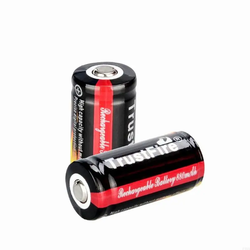 F3MA 2 batterie 16340 ricaricabili agli ioni litio CR123A 3,7 V per torcia fotografica
