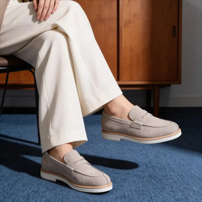 Handmade Loafers Comfortable Thick Soled Commuting Luxury Shoes Men's Genuine Leather Dress  Work High Quality Shoes Male