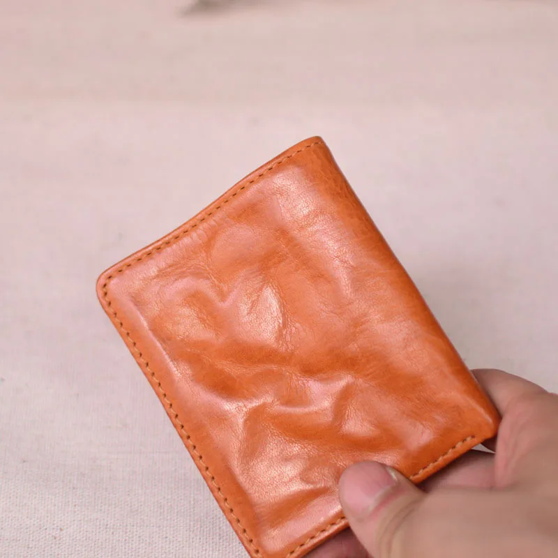 AETOO Leather soft cowhide art-art vintage multi-card fold design neutral wind big banknote bit photo bit coin wallet