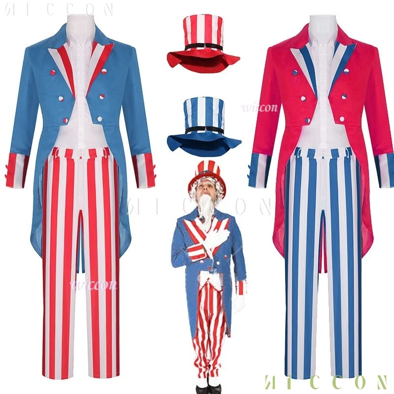 

Костюмы на Хэллоуин, косплей, вечеринка на Хэллоуин, дядя Сем, косплей, мужской костюм, День независимости, звезды, полосы, американская страна, ролевая игра