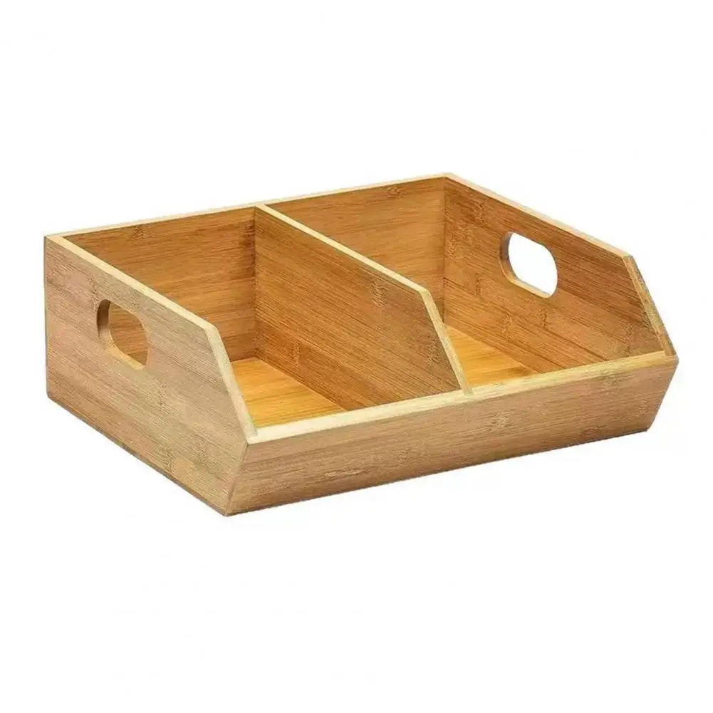 Kitchen Bamboo Storage Bin Potato And Onion Storage Box with Handles Kitchen Organizer for Countertop Pantry Vegetable Snacks