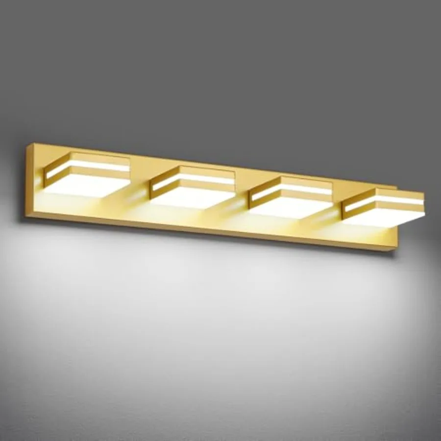 

Modern LED Bathroom Lights Fixtures 4-Light, Metal Acrylic Wall Lighting, Vanity Lights for Bathroom Over Mirror 6000k 27in