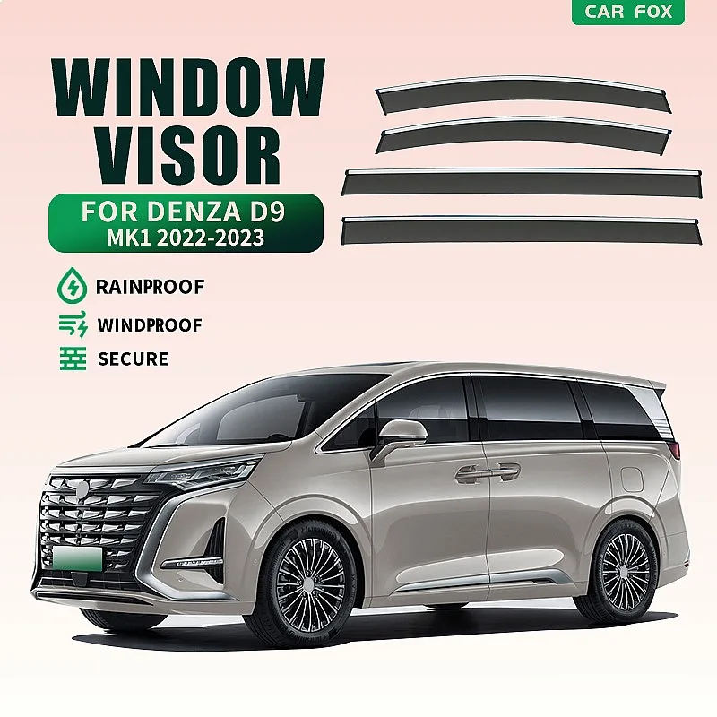

4Pcs For Denza D9 2022+ Car Window Visor Rain Sun Shade Awning Windshield Side Deflector Auto Accessories