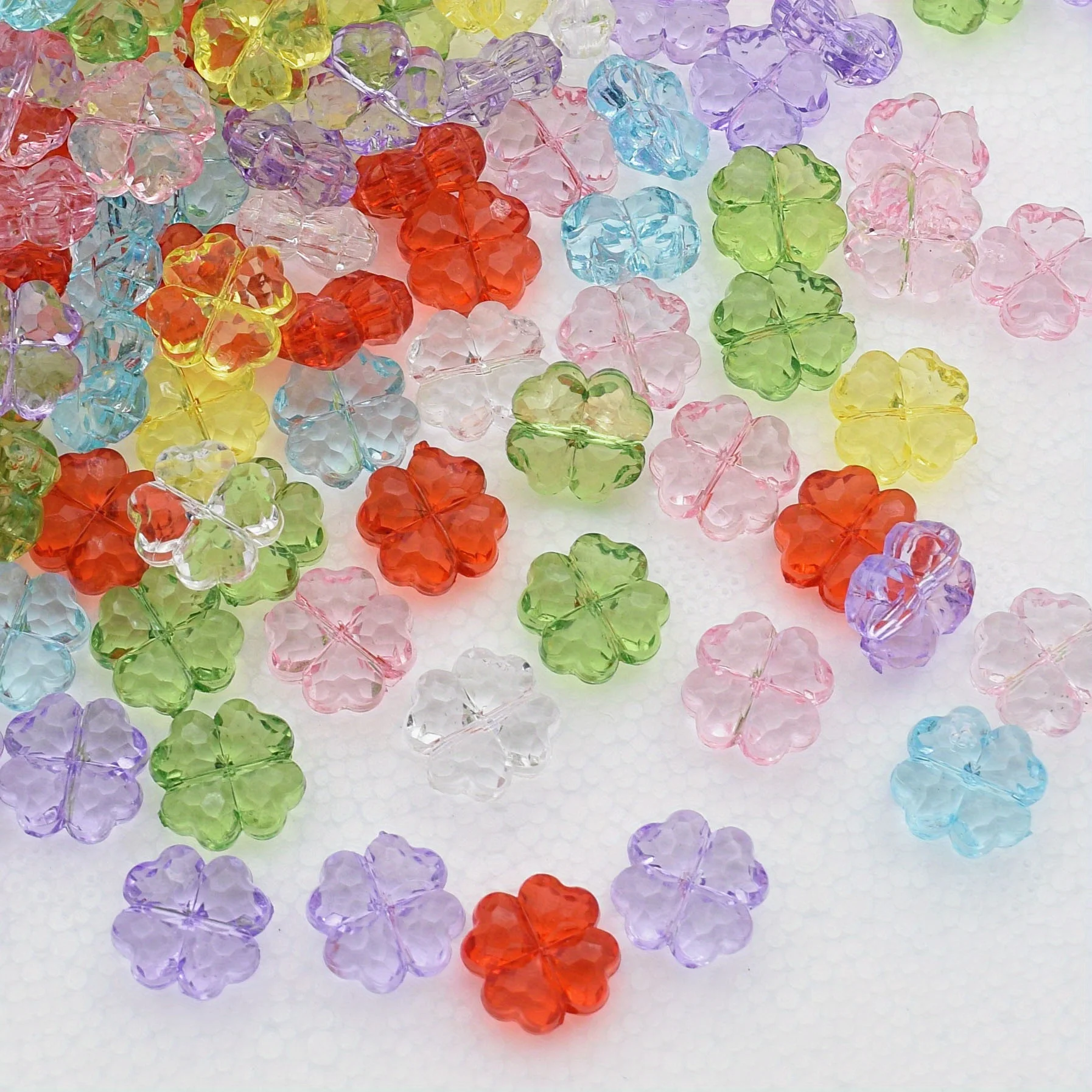 32Pcs, Clover, Transparent, Flowers, Cut, Scattered Beads, DIY Accessories, Jewelry Making Supplies, Pendant
