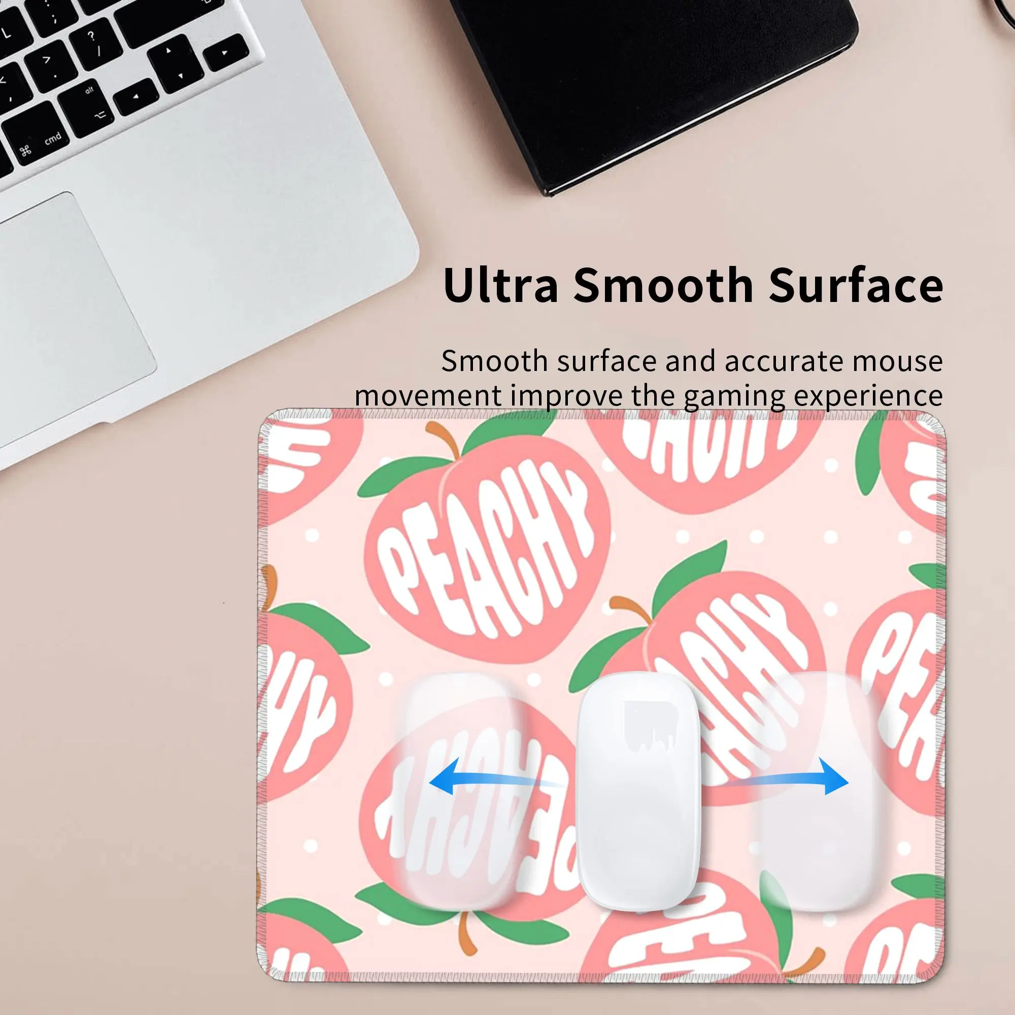 Cartoon Peach Fruit Pattern Mouse Pad Computer Keyboard Mouse Mat Gaming PC Laptop Desk Mat Office Accessories Table Mats
