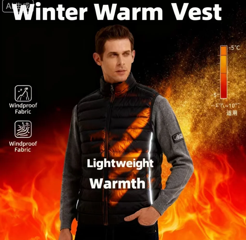 

Мужской жилет без рукавов на хлопковой подкладке — зимний теплый жилет с модным воротником-стойкой