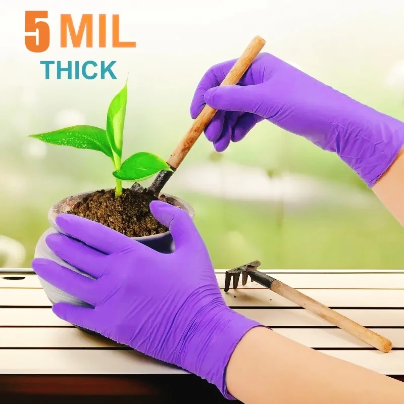 20/50/100PCS Purple Nitrile Gloves Disposable Non-Slip Work Gloves for Beauty Salon Tattoo Kitchen Household Cleaning Gloves