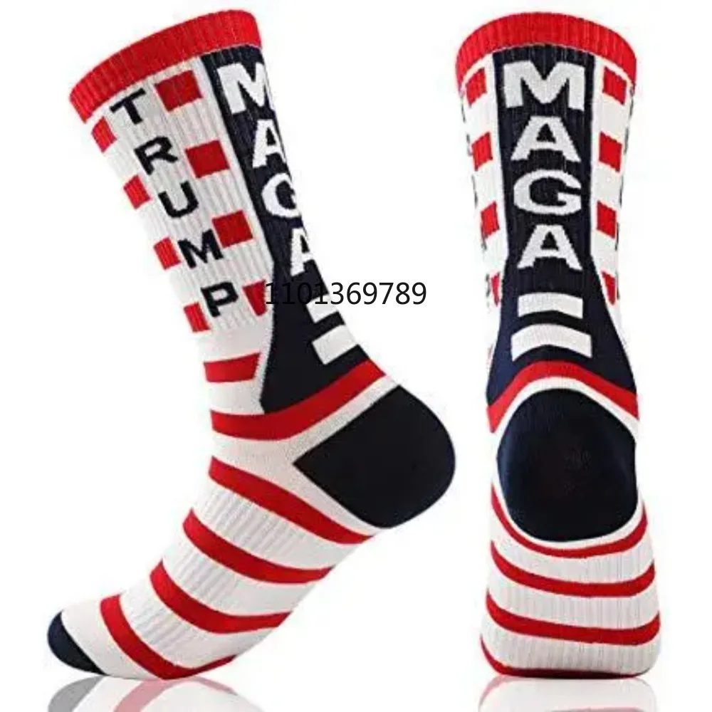 

2024 Sale President Donald Trump Socks Unisex Funny Print Adult Casual Crew Men Socks Hip Hop American Stars Stripes Cotton 2024