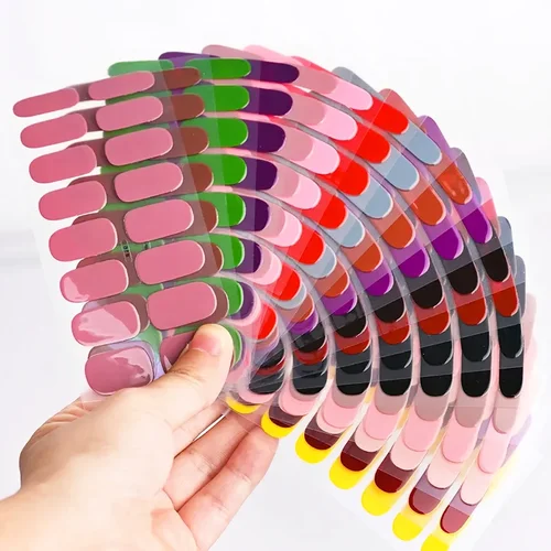 16 puntas de envolturas de uñas de Gel semicuradas UV, las mejores tiras de uñas de calidad superior, cubierta completa de larga duración, pegatina de uñas semicurada de Gel UV/LED