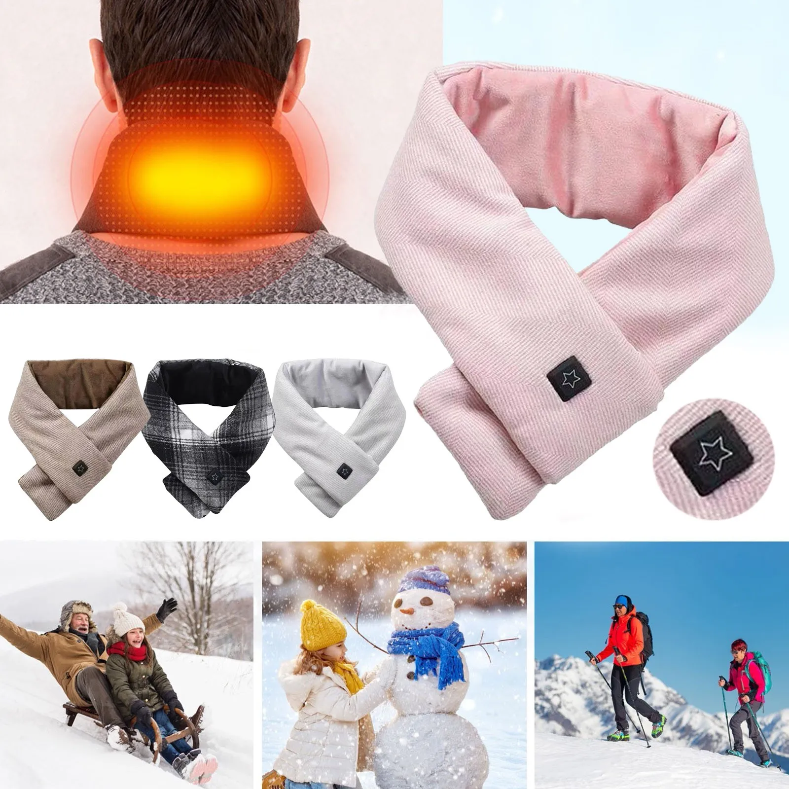 Usb Charging Heating Scarf Hot Compress Shoulder Scarf Winter Neck Protection Cold And Warm Scarf Men And Women Fashion Casual