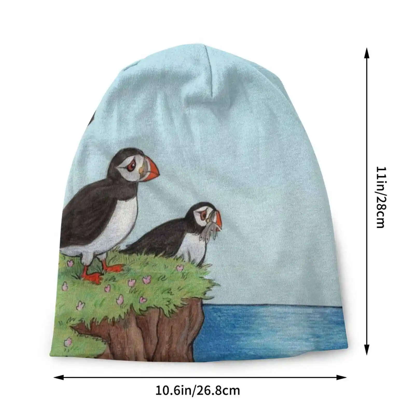 Puffins Knitted Hat Warm Beanie Outdoor Caps Puffins Atlantic Cute Birds Animals Wildlife