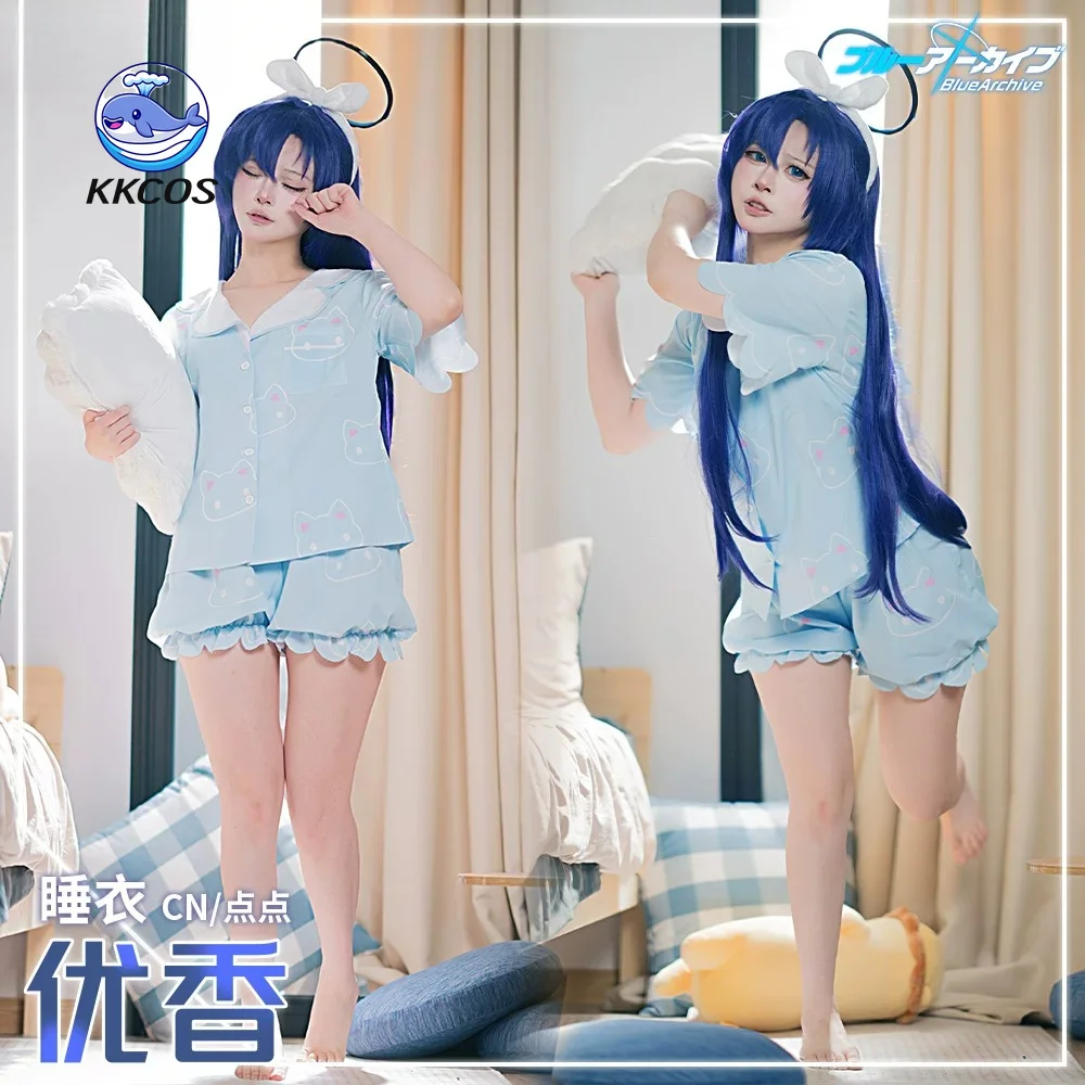 Disfraz de Cosplay de Hayase Yuuka de Blue Archive de KKCos, Conjunto Completo de Pijama Diario, Ropa para Juego de Roles de Halloween