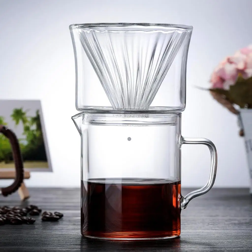 400 ml Kaffeemaschine zum Übergießen, einfacher Kaffeefilter, Tropfbecher aus Glas, abnehmbarer Kaffeebecher, gemeinsamer Topf, hohe Temperaturbeständigkeit