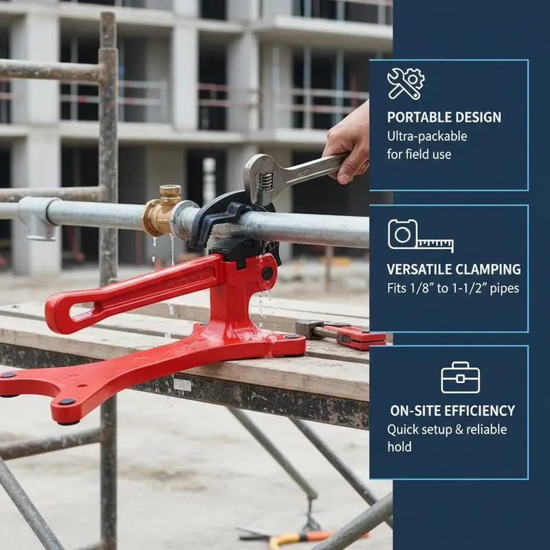 Aluminum Tube Clamp Tool 1/8" to 1-1/2" For Plumbing Installation Repair Maintenance, Onsite Pipe Processing Manual Vise Hand Tool Tightening Grip Capacity view 4