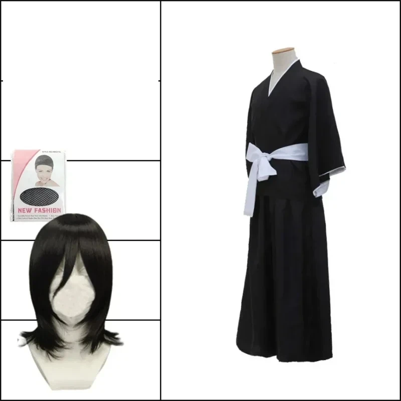Disfraces de Cosplay de Kurosaki Ichigo, Kimono de Shinigami de la Sociedad de la Muerte, Traje Completo de la Guerra de Sangre de los Mil Años
