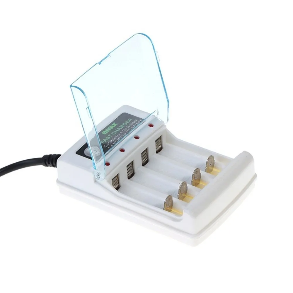 Independent Charging Bays Rechargeable Battery Charger LED Indicators Plastic Housing Battery Charging Box White Spring Contacts